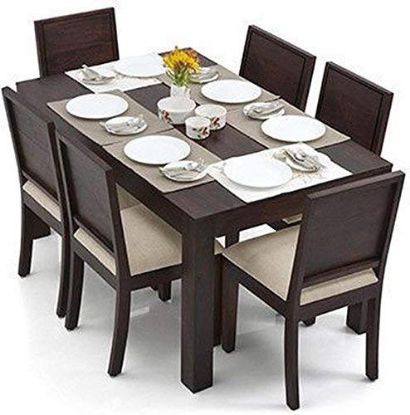 Picture of Monika Wood Furniture Sheesham Wood Dining Table 6 Seater 