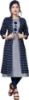 Picture of Women Printed Cotton Silk A-line Kurta  (Dark Blue)