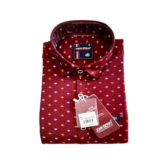 Picture of JOHN BERRY DARK RED FLOWER PRINT SHIRT 