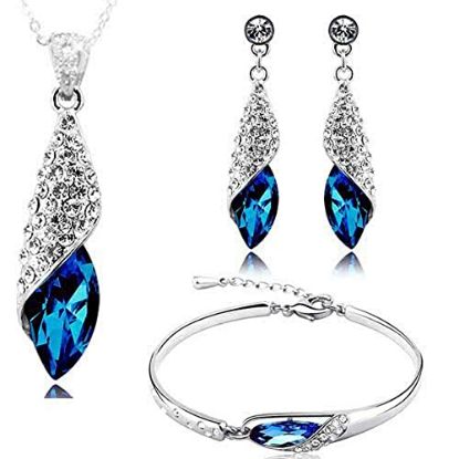 Picture of Shining Diva Italian Designer Non Precious Metal Jewellery Set for Women (Blue)