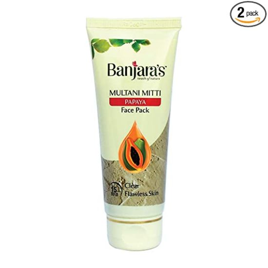 Picture of Banjara's Face Pack - Multani Mitti & Papaya, Clear Flawless Skin, For All Skin Types, 100% Natural, 50 g Tube