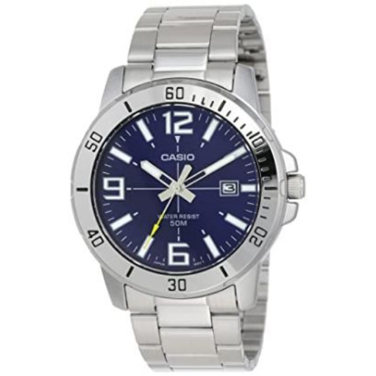 Casio enticer blue dial best sale men's watch