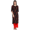 Picture of ANNI DESIGNER Women's Crepe Straight Kurta (KT-CRP-10015-BLACK)