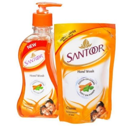 Picture of Santoor Classic Sandalwood & Tulsi Gentle Hand Wash (Free Santoor Handwash 180 ml) 215 ml